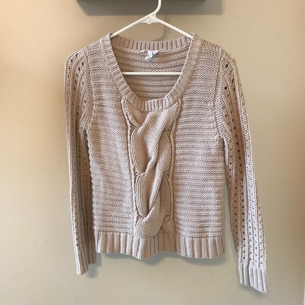 BCBG cream cable knit sweater